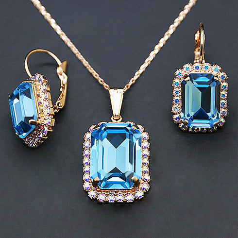 Комплект "Lurdes (Aquamarine)" с кристаллами Swarovski™